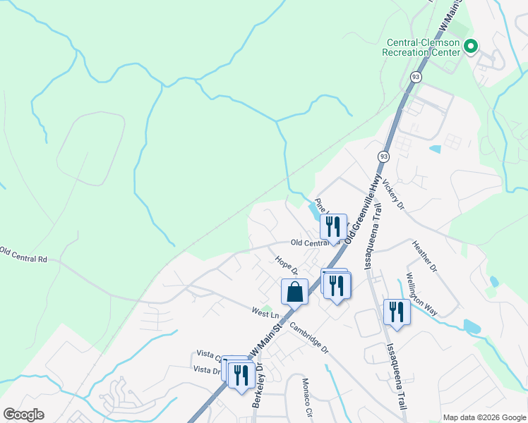 map of restaurants, bars, coffee shops, grocery stores, and more near 207 Bray Drive in Central