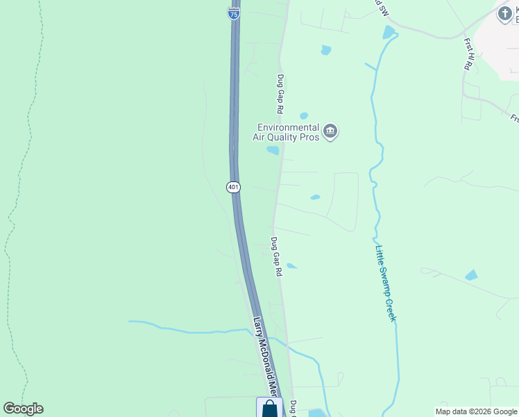 map of restaurants, bars, coffee shops, grocery stores, and more near 2720 Dug Gap Road in Dalton