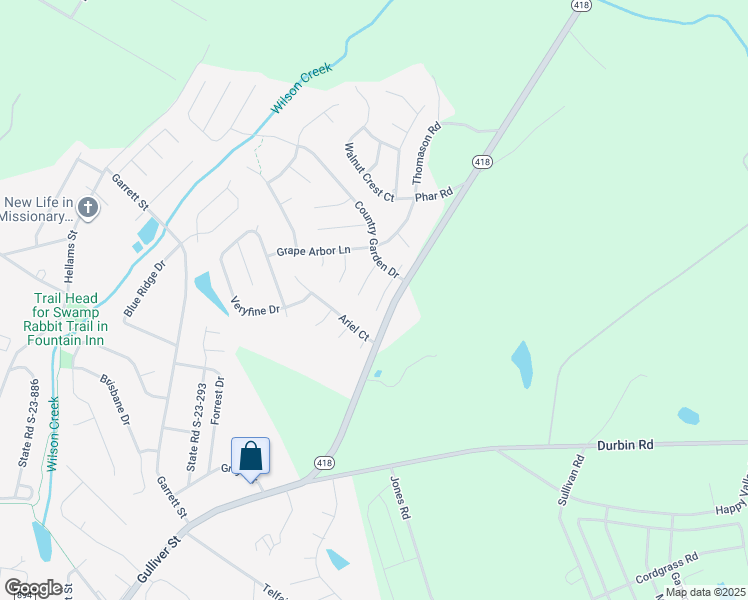 map of restaurants, bars, coffee shops, grocery stores, and more near 208 Bright Morning Lane in Fountain Inn