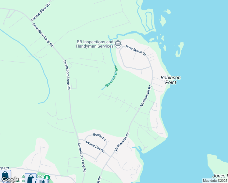 map of restaurants, bars, coffee shops, grocery stores, and more near 804 Hummingbird North in Swansboro