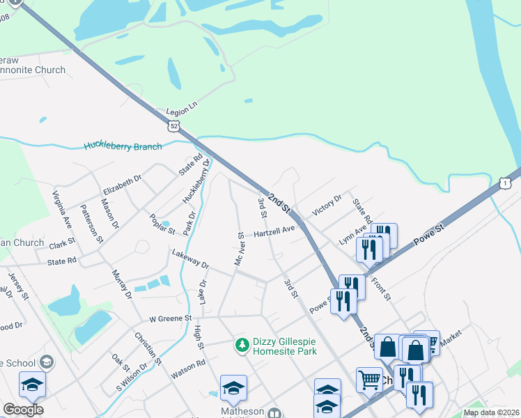map of restaurants, bars, coffee shops, grocery stores, and more near 625 2nd Street in Cheraw