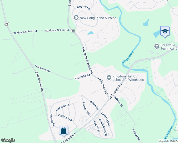 map of restaurants, bars, coffee shops, grocery stores, and more near 2868 Standing Springs Road in Simpsonville