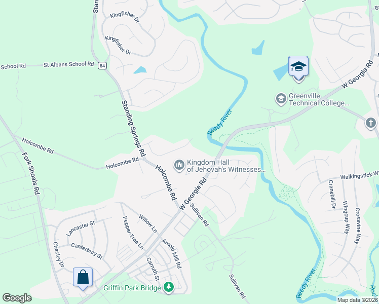 map of restaurants, bars, coffee shops, grocery stores, and more near 98-2,99-1 Grackle Court in Simpsonville