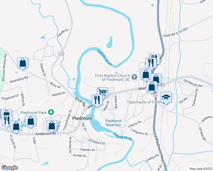 map of restaurants, bars, coffee shops, grocery stores, and more near 101 Orr Street in Piedmont