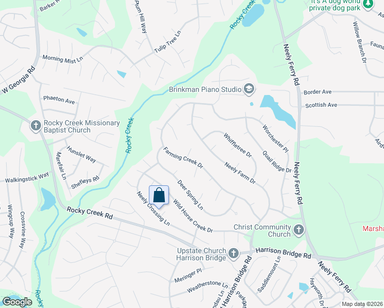 map of restaurants, bars, coffee shops, grocery stores, and more near 5 Atchison Way in Simpsonville