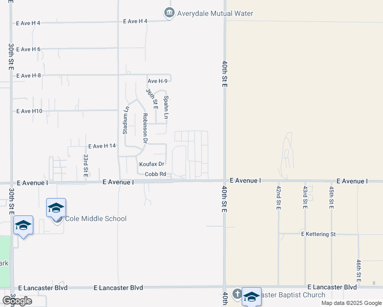 map of restaurants, bars, coffee shops, grocery stores, and more near 3753 East Avenue H10 in Lancaster