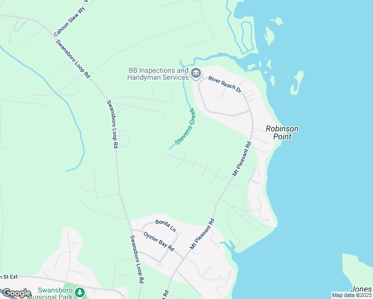 map of restaurants, bars, coffee shops, grocery stores, and more near 806 Hummingbird North in Swansboro