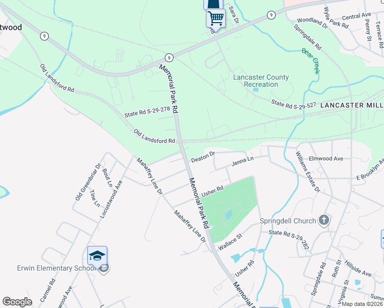 map of restaurants, bars, coffee shops, grocery stores, and more near 1195/1209 Memorial Park Road in Lancaster