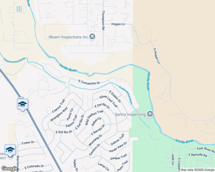 map of restaurants, bars, coffee shops, grocery stores, and more near 4467 East Comanche Drive in Cottonwood