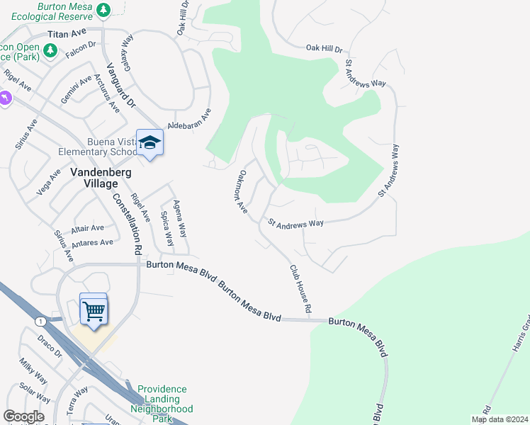 map of restaurants, bars, coffee shops, grocery stores, and more near 4024 Club House Road in Lompoc