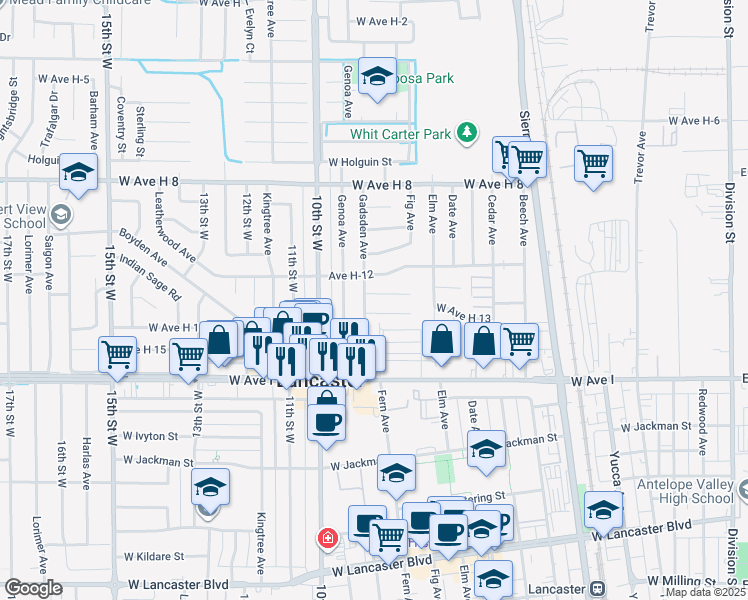 map of restaurants, bars, coffee shops, grocery stores, and more near 752 Woodgate Street in Lancaster