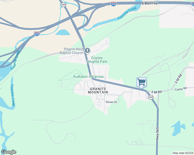 map of restaurants, bars, coffee shops, grocery stores, and more near 48 Baltimore Street in Little Rock