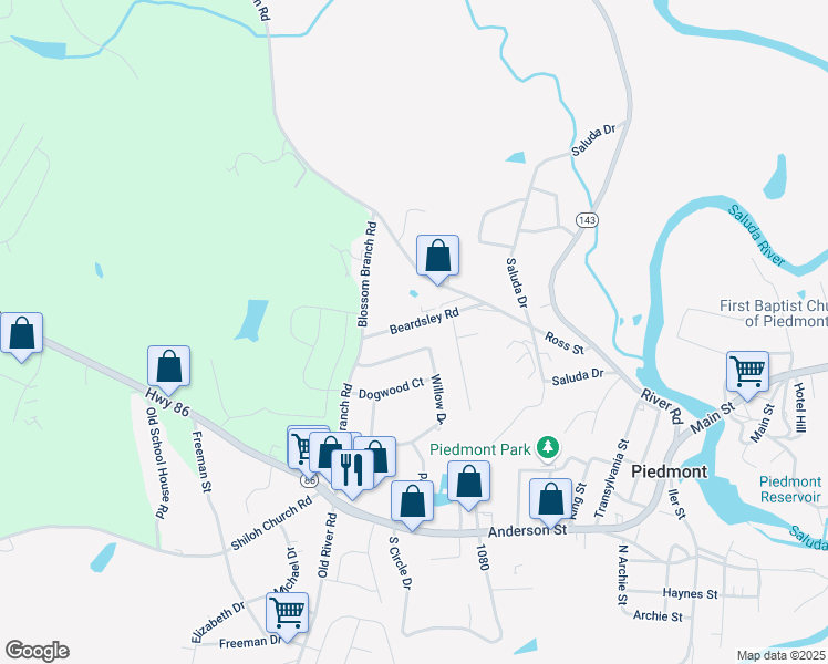 map of restaurants, bars, coffee shops, grocery stores, and more near 110 Beardsley Road in Piedmont