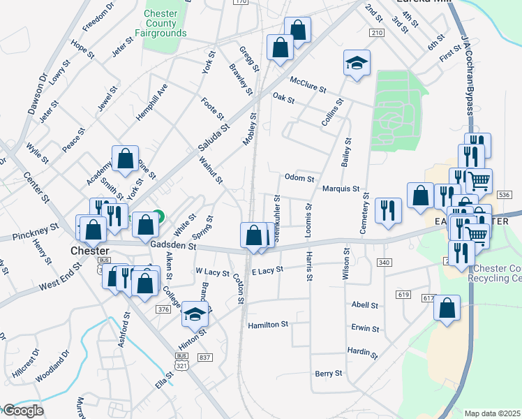 map of restaurants, bars, coffee shops, grocery stores, and more near 110 Elizabeth Street in Chester
