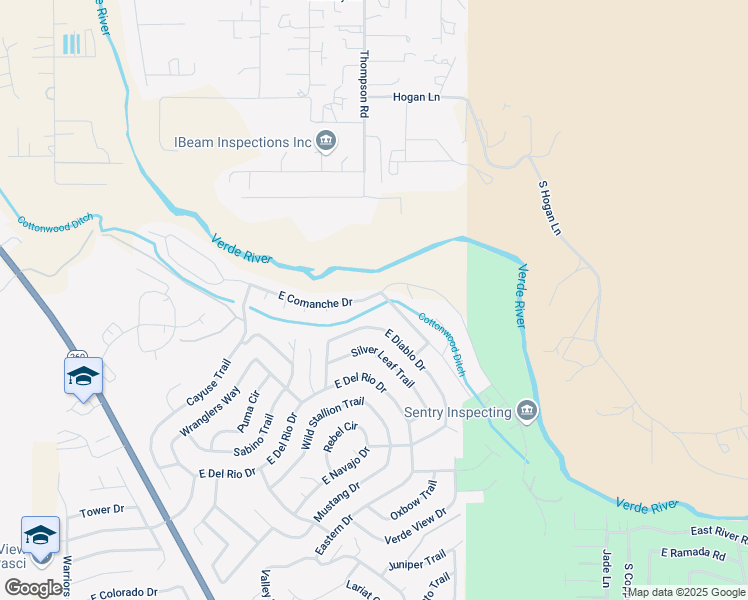map of restaurants, bars, coffee shops, grocery stores, and more near 4467 East Comanche Drive in Cottonwood
