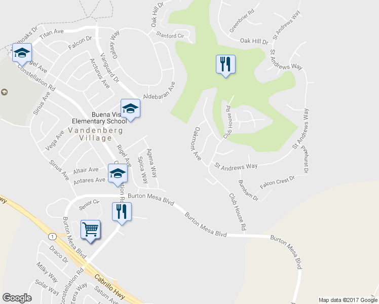 map of restaurants, bars, coffee shops, grocery stores, and more near 156 Oakmont Avenue in Lompoc