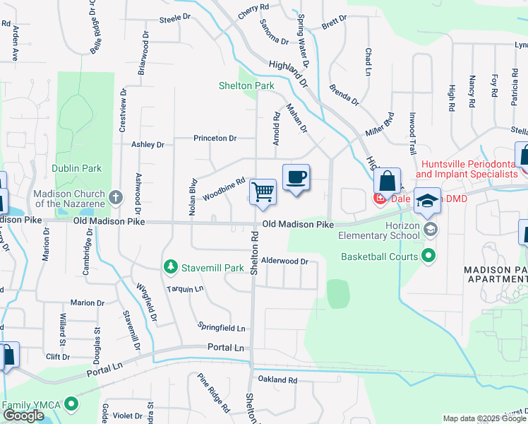 map of restaurants, bars, coffee shops, grocery stores, and more near 8066 Old Madison Pike in Madison