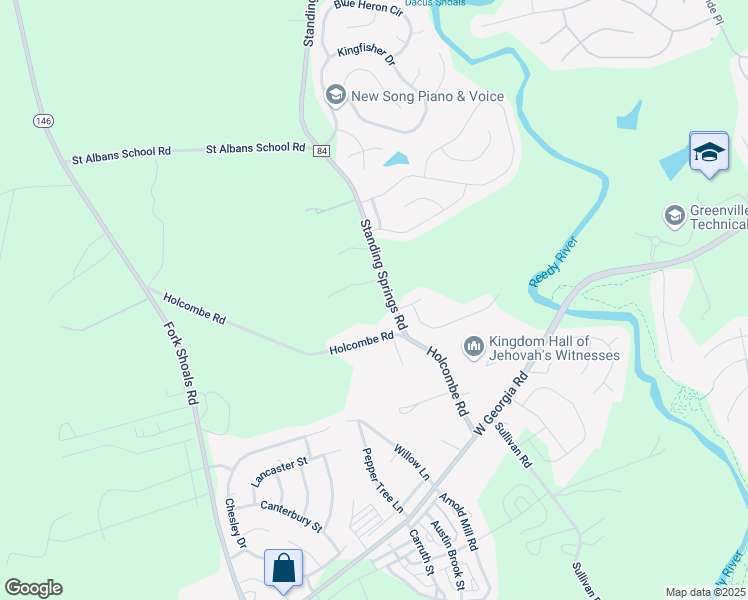 map of restaurants, bars, coffee shops, grocery stores, and more near 2868 Standing Springs Road in Simpsonville