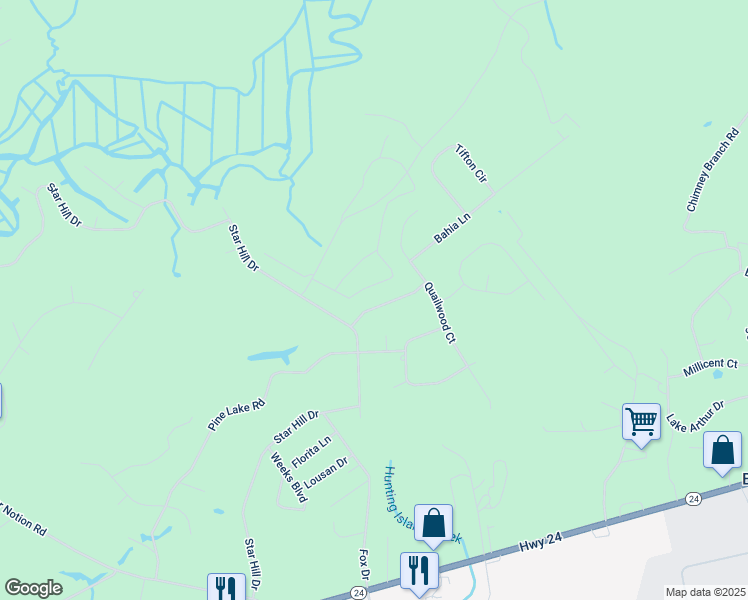 map of restaurants, bars, coffee shops, grocery stores, and more near 110 Saint Augustine Drive in Cape Carteret