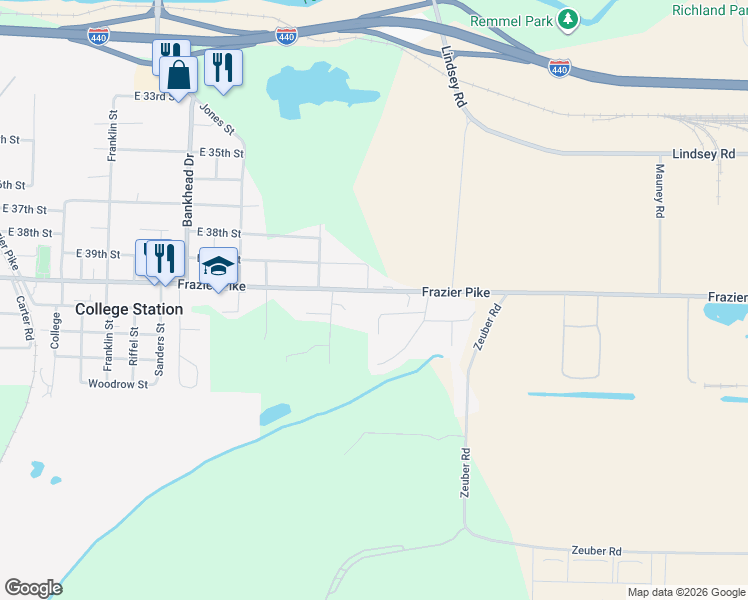 map of restaurants, bars, coffee shops, grocery stores, and more near 5320 Frazier Pike in Little Rock