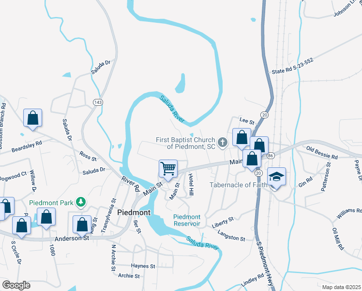 map of restaurants, bars, coffee shops, grocery stores, and more near 101 Orr Street in Piedmont