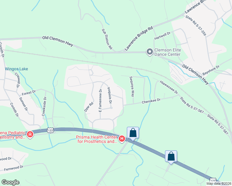 map of restaurants, bars, coffee shops, grocery stores, and more near 100 War Woman Trail in Seneca