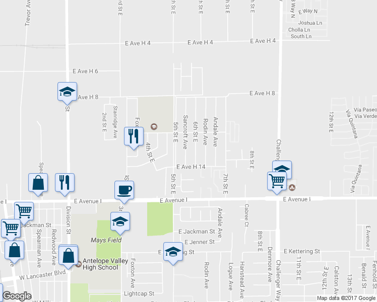 map of restaurants, bars, coffee shops, grocery stores, and more near in Hi Vista