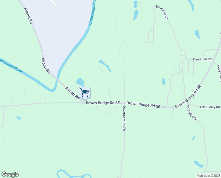 map of restaurants, bars, coffee shops, grocery stores, and more near 3407 Brown Bridge Road Southeast in Chatsworth