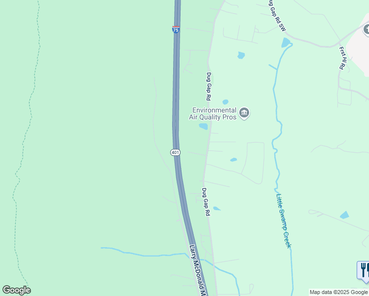map of restaurants, bars, coffee shops, grocery stores, and more near 112 Creekside Drive in Dalton