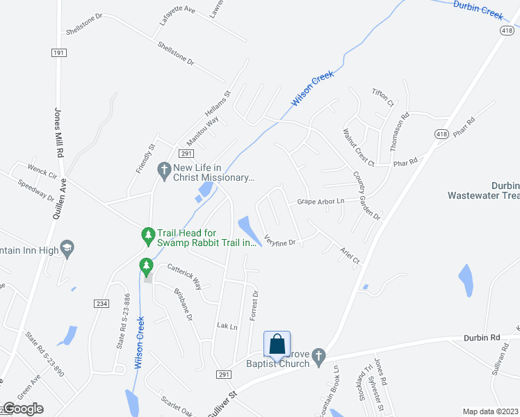 map of restaurants, bars, coffee shops, grocery stores, and more near 626 Veryfine Drive in Fountain Inn