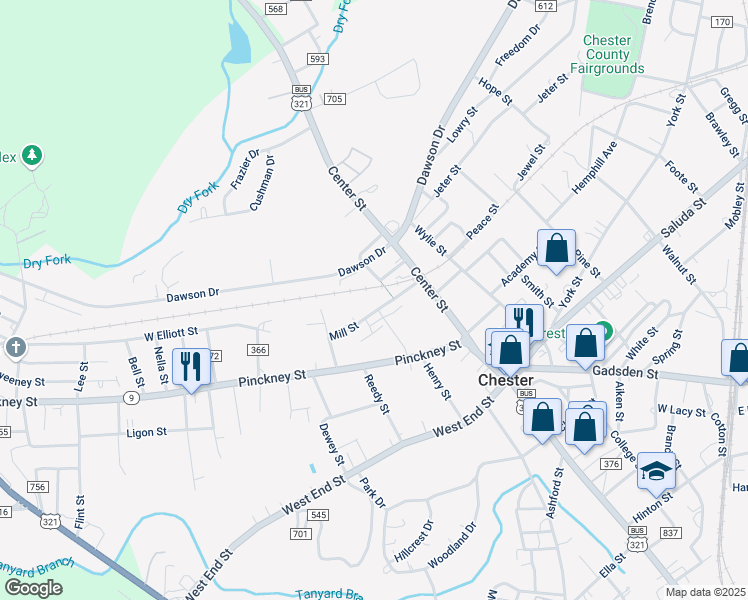 map of restaurants, bars, coffee shops, grocery stores, and more near 113 Mill Street in Chester