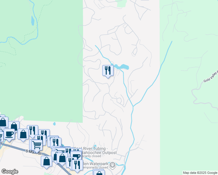 map of restaurants, bars, coffee shops, grocery stores, and more near 688 Bahn Innsbruck in Helen