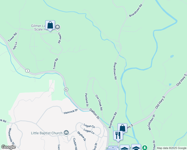 map of restaurants, bars, coffee shops, grocery stores, and more near 47 Bear Drive in Ellijay