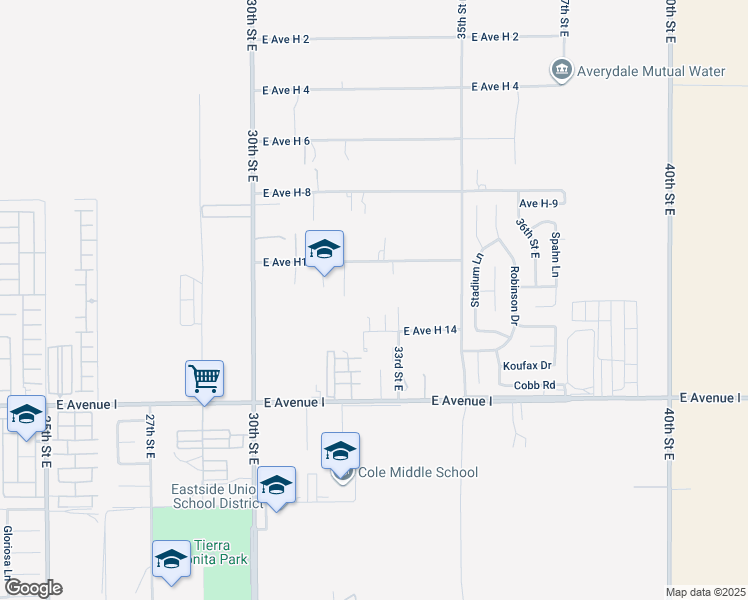 map of restaurants, bars, coffee shops, grocery stores, and more near 3211 East Avenue H 14 in Lancaster