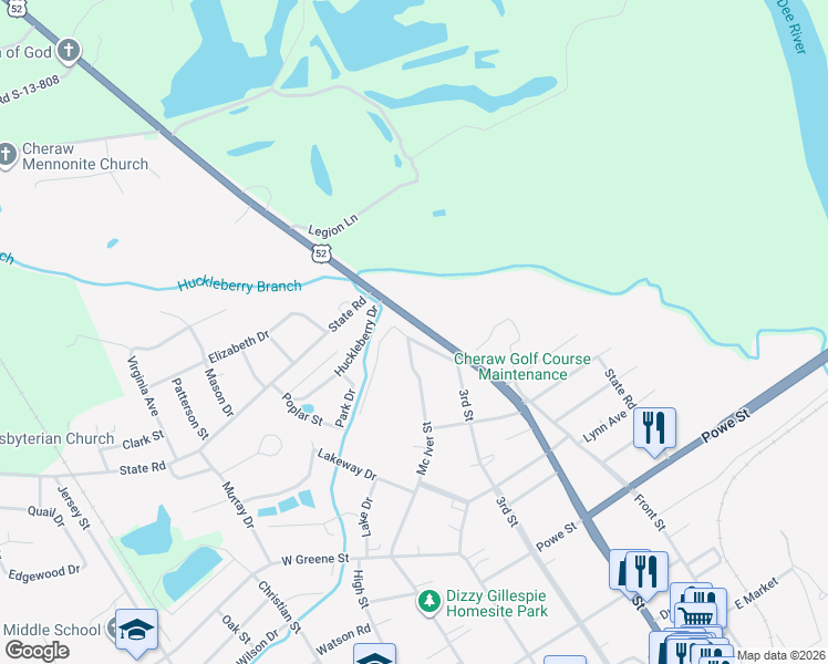 map of restaurants, bars, coffee shops, grocery stores, and more near 712 2nd Street in Cheraw