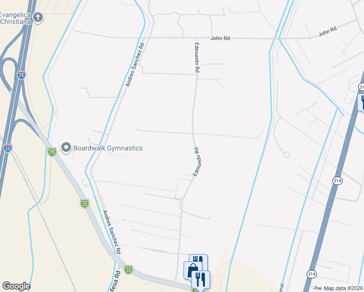 map of restaurants, bars, coffee shops, grocery stores, and more near 19-33 Campbell Farms Road in Belen