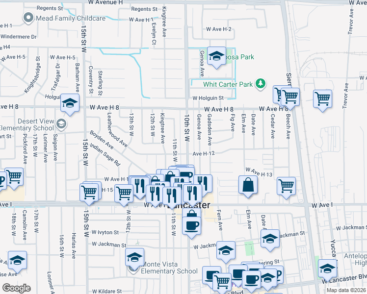 map of restaurants, bars, coffee shops, grocery stores, and more near in Lancaster