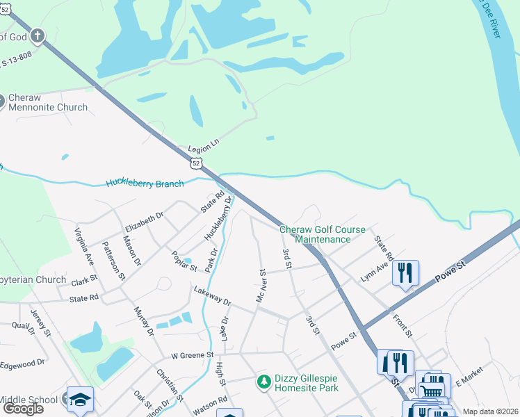 map of restaurants, bars, coffee shops, grocery stores, and more near 712 2nd Street in Cheraw