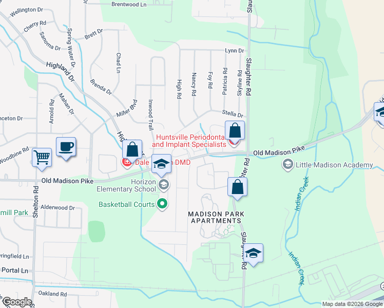 map of restaurants, bars, coffee shops, grocery stores, and more near 105 Briargate Lane in Madison