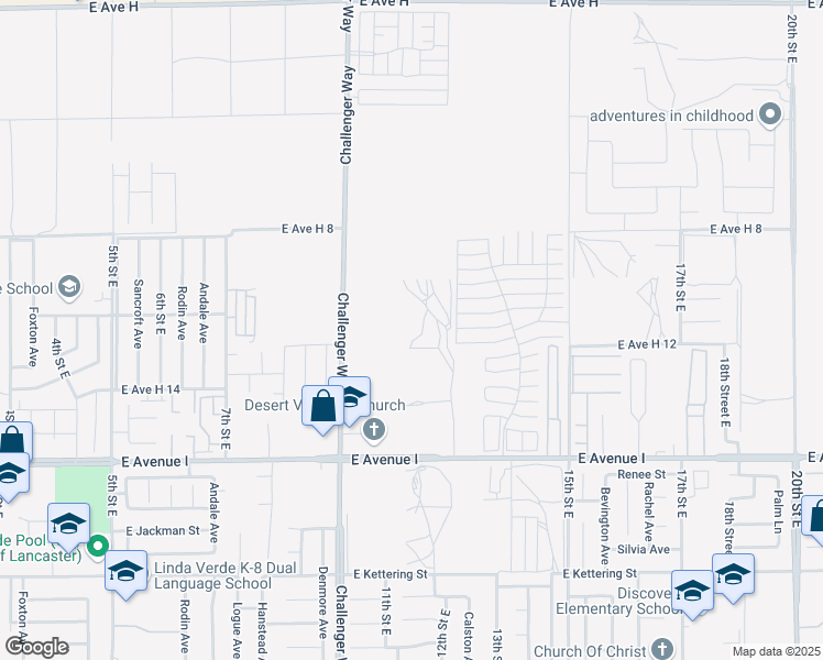map of restaurants, bars, coffee shops, grocery stores, and more near West Avenue H 12 in Lancaster
