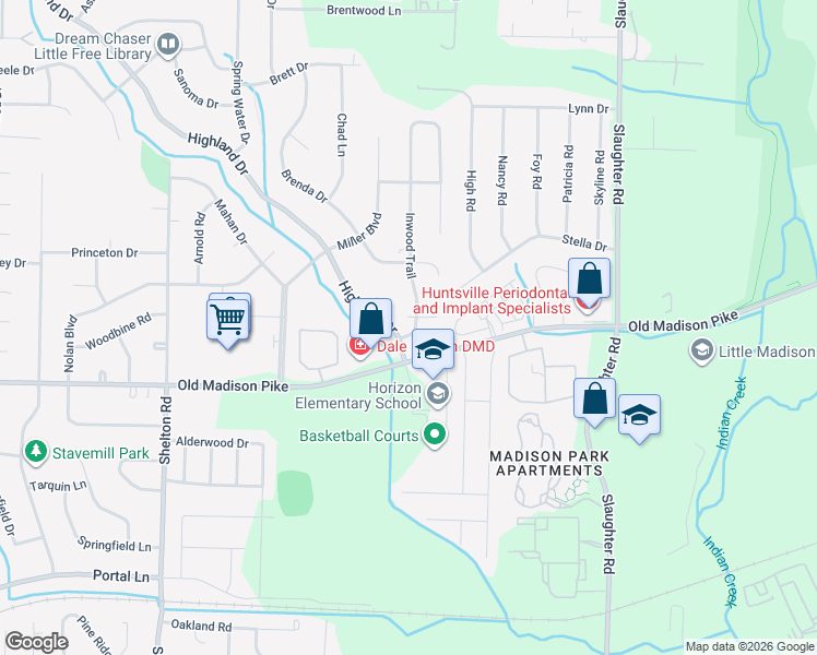 map of restaurants, bars, coffee shops, grocery stores, and more near 105 West Inwood Circle in Madison