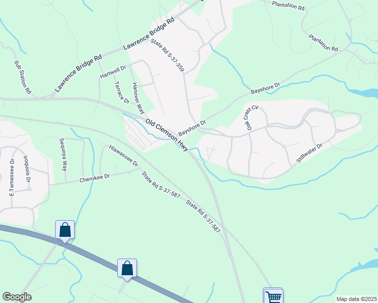 map of restaurants, bars, coffee shops, grocery stores, and more near 865 Old Clemson Highway in Seneca