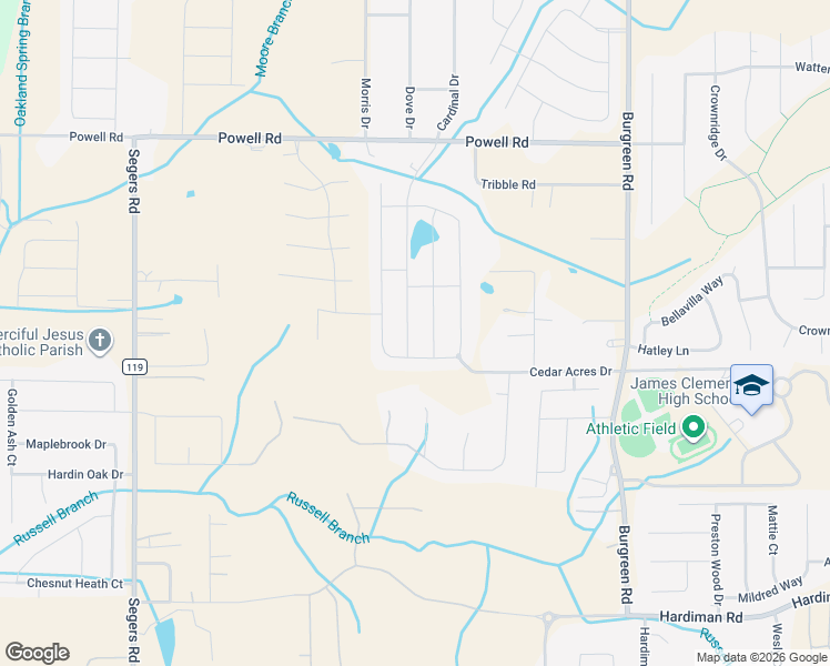 map of restaurants, bars, coffee shops, grocery stores, and more near 47 Green Creek Road in Madison