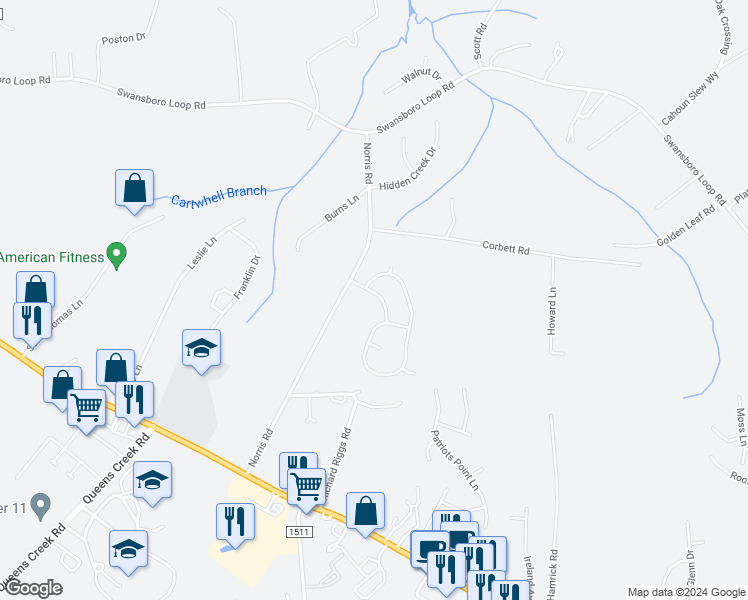 map of restaurants, bars, coffee shops, grocery stores, and more near 108 Borough Nest Drive in Swansboro