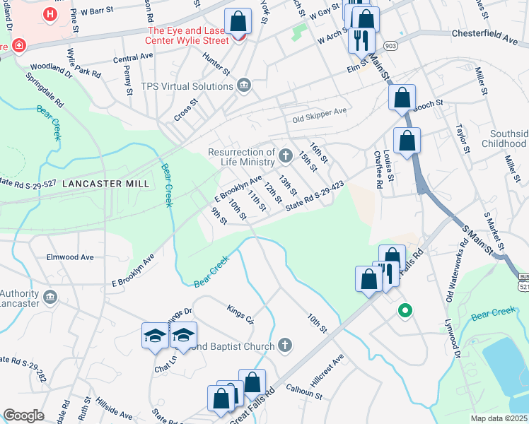 map of restaurants, bars, coffee shops, grocery stores, and more near 974 11th St in Lancaster