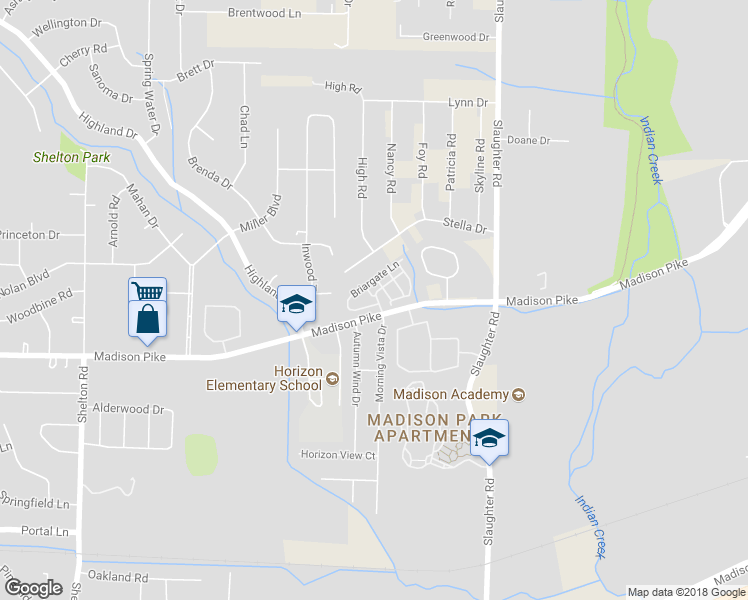 map of restaurants, bars, coffee shops, grocery stores, and more near 101 Briargate Lane in Madison