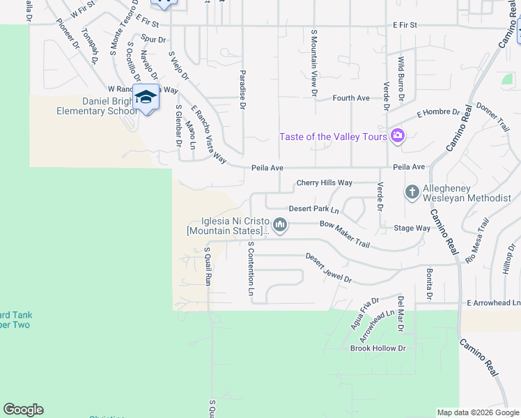 map of restaurants, bars, coffee shops, grocery stores, and more near 1718 Pecos Drive in Cottonwood