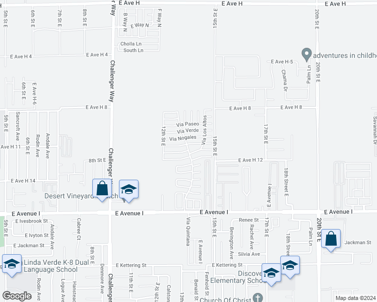 map of restaurants, bars, coffee shops, grocery stores, and more near East Avenue H10 in Lancaster