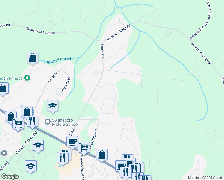 map of restaurants, bars, coffee shops, grocery stores, and more near 212 Channel Marker Loop in Swansboro
