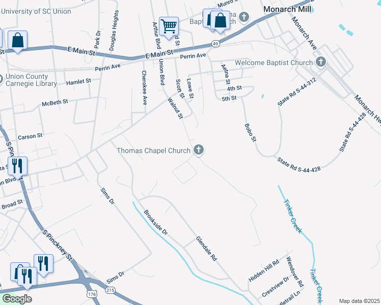 map of restaurants, bars, coffee shops, grocery stores, and more near 222 Walnut Street in Union